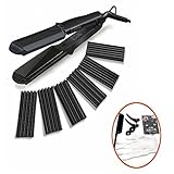 4 in 1 Curling Iron, Accellorize Hair Curler Crimper Straightener with Flat Iron Small Medium Large Waver 4 kinds of Interchangeable Ceramic Plates and Heat Protective Glove