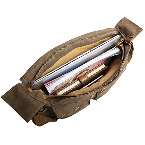 Kattee Sac Bandouli  re Etui Appareil Photo Reflex Housse Sac Toile Sony Canon Nikon Olympus etc   Vert arm  e 