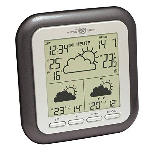 Technoline WetterDirekt Wetterstation WD 1202 mit Innen- / Außentemperaturanzeige, Wettervorhersage für 3 Tage und Wetterdaten für über 50 Regionen