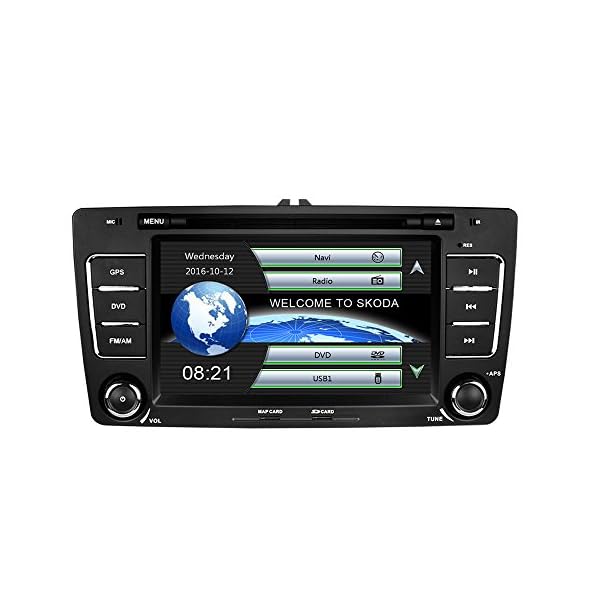 Yingly 7 Zoll 2 Din Autoradio für Skoda Octavia 2009-2013 mit Wince System DVD Player GPS Navigation Radio Bluetooth unterstützt Park Kamera Lenkrad Bedienung 1080P Video 8GB Kartenmaterial