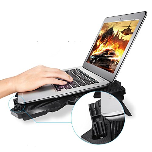 KLIM Wind Laptop-PC Kühler – Leistungsstark wie kein anderer – Schneller Kühlvorgang – 4 Lüfter Belüfteter Notebookständer Gamer Gaming Stützhalterung - 3