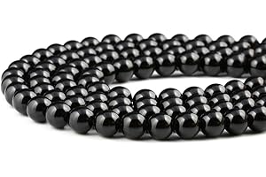 LIFAVOVY 6mm Natural Black Onyx Beads Round Semi Precious Gemstone Loose Beads for Jewelry Making (63-66pcs/strand)