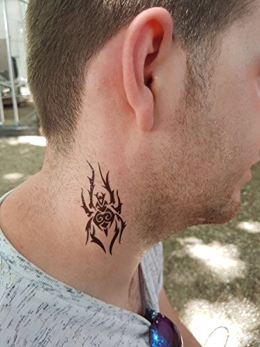 10 Bögen SCHWARZE FAKE TATTOOS FÜR MÄNNER Kleine Bögen Tattoo Aufkleber für Körper Drachen Fuchs Totenkopf und mehr - 6