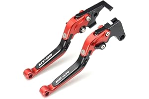 MOTORFISH Levier de frein à main réglable, pliable et extensible en aluminium pour Yamaha MT-09 2014-2023 (rouge, MT-09 2014-2020)