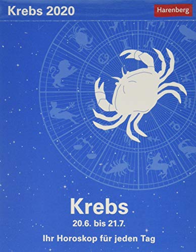Krebs Sternzeichenkalender. Tischkalender 2020. Tageskalendarium. Blockkalender. Format 11 x 14 cm