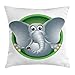 Produktbild K0k2t0 Baby Throw Pillow Cushion Cover, Humorous Elephant African Mammal Animal Nature Zoo Safari Wildlife Oval Background, Decorative Square Accent Pillow Case, 18 X 18 inches, Multicolor