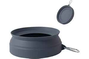 SLSON Voiture Pliant Bol en Chat/Chien, Bol en Silicone Pliable, Conception Anti-débordement sur Le Dessus du Bol, Faciles à déplier et Replier,Articles de Voyage pour Chiens et Chat (Gris)