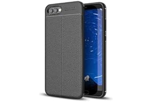 MHHQ Huawei Honor View 10 Funda, HHQ La Cáscara Protectora Compacta Piel de Litchi Carbono Anti-choques Silicona Muy Suave TPU Case para Huawei Honor View 10 -Black