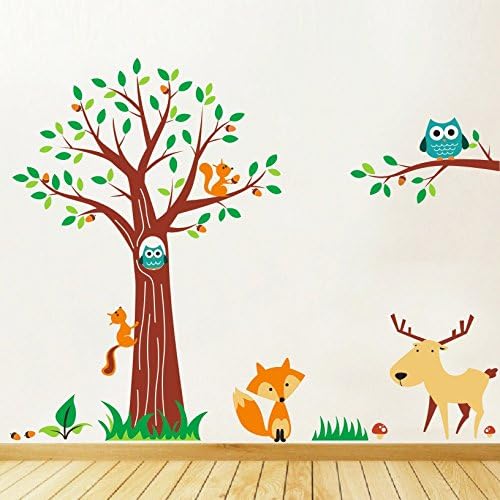 Nursery Tree Wall Stickers Animal Monkey Kids Wall Art Decals - PD312/ Direction A (Regular)