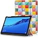 Produktbild TTVie Hülle für Huawei MediaPad M5 Lite 10 - PU Leder Schutzhülle mit Standfunktion und Auto Aufwachen/Schlaf Funktion für Huawei MediaPad M5 Lite Tablet-PC (25,6 cm, 10,1 Zoll), Bunte Würfel