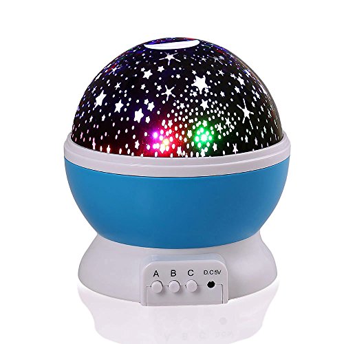 lederTEK, LED Baby Nachtlicht mit USB Kabel Batteriebetrieben Sternenhimmel Sternhimmel 4 LED 360 Grad