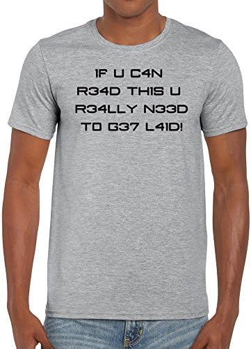 TeeDemon LEET Speak - If You Can Read This - Funny - Mens Shirts - Men's Tshirt - All Sizes - All Colours - Casual T-Shirt Gift by Sport Grey - S
