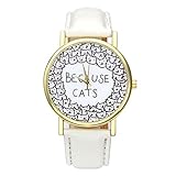JSDDE BECAUSE CATS Owl Fraux Leather Band Golden Case Womens Ladies Fasion Quart