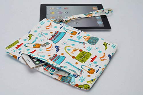 7 Zoll Tablet PC Tasche aus robusten Segelstoff bis zu einer Größe von 205x140mm „türkises Shopping“ - 3