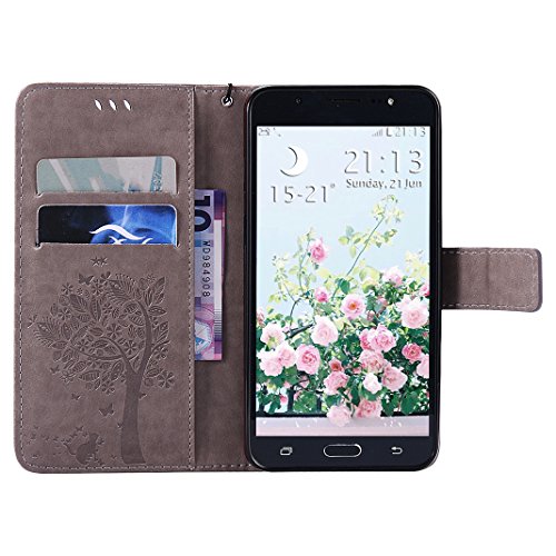 Leder Tasche für Samsung Galaxy J7 2016 SM-J710 / Samsung Galaxy J5 2016 SM-J510 Flip Case / Samsung Galaxy J3 2015/2016 SM-J310F SM-J320F Schutzhülle, Moon mood® PU Leder Tasche für Samsung Galaxy J7 2016 / Samsung Galaxy J5 2016 / Samsung Galaxy J3 2015/2016 Schutzhülle Leder Wallet Portemonnaie Kasten-Slot Baummuster Geprägt Abdeckung Stand Buchformat Unterstützung Magnetverschluss Kartenhalter Weichen TPU Innen Case - 4