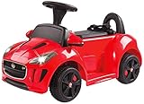 60 - 90 Min. Fahrzeit Jamara 460251 - Ride-on Kiddy-Jaguar rot 6V - 2-Gang, leistungsstarker Antriebsmotor, Akku, Ultra-Gripp Antriebsrad gummiert, Hupe, Armaturenbrett beleuchtet, LED Frontscheinwerfer, Rücklicht blau-rot