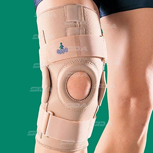 SDA HINGED KNEE SUPPORT Medical Pre / Post Surgery Stabiliser with STAYS by OPPO – Cruciate Ligament Sprain - Adjustable Compression VELCRO STRAPS - Patellar Subluxation / Moderate Sprain / Strain / Patella Dislocation / Medial – Lateral Pain / Tendinitis / Arthritis Wrap Brace ACL – MCL - LCL (XXL-50.2-55.3cm)