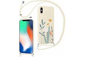 Yoedge Handykette Handyhülle für iPhone X/iPhone XS Hülle mit Band Kette 5,8", Necklace Schutzhülle mit Kordel zum Umhängen TPU Stoßfest Silikon Case mit Aesthetic Muster für iPhone XS, Floret