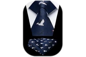 HISDERN Męski krawat ze zwierzęcym wzorem, eleganckie krawaty i torebka, oryginalny zestaw krawatów na przyjęcie biznesowe