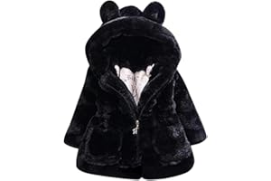 ANGEL ZYJ Unisexe Manteau Fille Garcon Fausse Fourrure à Capuche Cartoon Mignon à La Mode Hiver Chaud éPais Hooded Blouson en Coton 12 Mois - 6 Ans