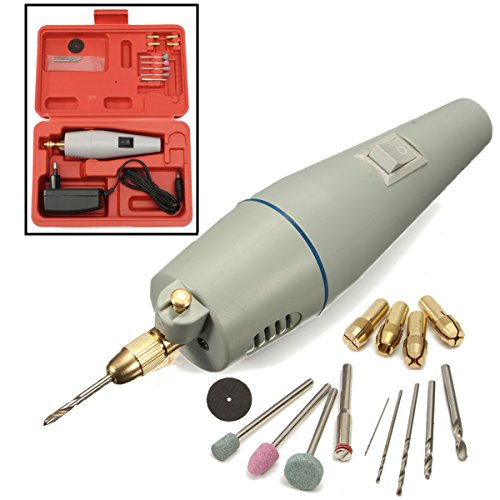 Mini Handschleifer Schleifer, GOCHANGE Schleifmaschine Elektro Rotary Drill Grinder Schleifen Werkzeug Set mit Power Adapter Koffer - 2