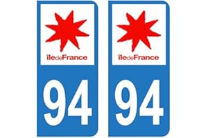 HADEXIA Autocollant Stickers plaque immatriculation voiture auto département 94 Val-de-Marne Logo Région Ile-de-France
