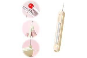 CLRZOL 2-in-1 Needle Threader Seam Ripper, Stretchy Seam Rippers for Sewing, Thread Removal Tool for Hand Sewing, Knitting, Cross Stitch, Embroidery and Thread Removal (Yellow)