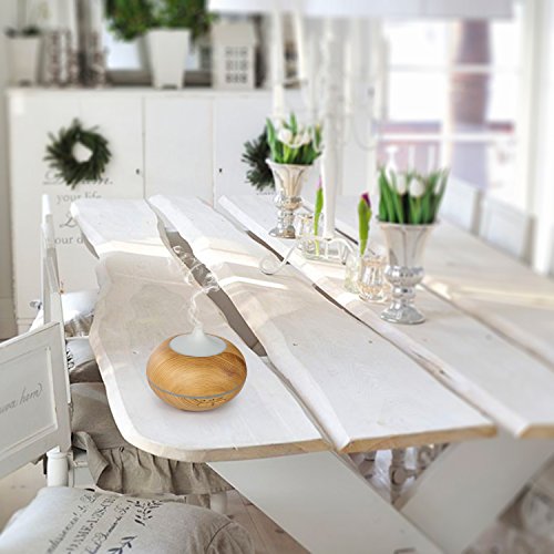 Aroma Diffuser, MaxTronic 150ML Ultraschall Öl Diffusor Holzmaserung Luftbefeuchter Duftzerstäuber Humidifier Aromatherapie Diffusor mit 7 Farben LED Licht und Abschaltautomatik für Babies Kinderzimmer Haus, Wohnzimmer, Schlafzimmer, Büro, Yoga, Spa, Raum - 7