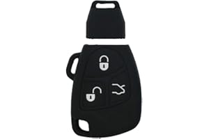 BROVACS Silicone Cover Protector Case Holder Skin Jacket Compatible with MERCEDES BENZ 3 Button Smart Remote Key Fob CV4956 Black