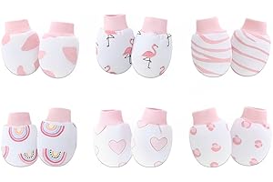 PBAHAUP Guanti da Bambino Antigraffio, 6 paia Guantini Neonato Antigraffio 0-3 Mesi, Guanti Cotone Bambina, Guanti Neonato Antigraffio Invernali, Guanti Da Bambino Per 0-6 Mesi Neonati E Bambine