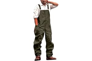 JUANMAO Arbeitshosen Männer Latzhose Lang Herren Latzhose Overalls Jeanshose Cargo Hose Lange große Größen Übergrößen Retro Bib Overalls Loose Fit Jumpsuit Hosenträgerhose Suspender Pants Retro