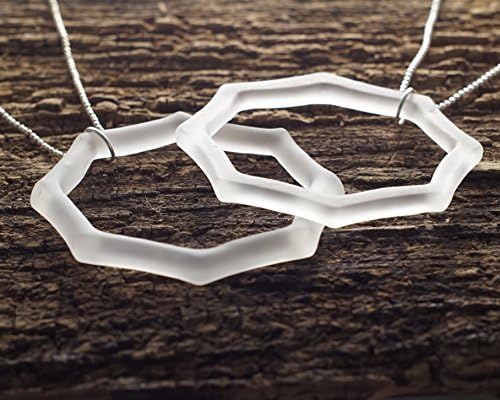 Recycled St. Germain Liqueur Bottle Necklace - White Sea Glass Pendant