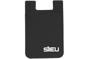 SILEU Bolsillo de Silicona Multiusos Portatarjetas con Adhesivo 3M para Movil y Cartera - Compatible con Todos los Modelos de Smartphone e iPhone - Color Negro