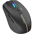 Promate Wireless Mouse, Ergonomic 500mAh Rechargeable LED Backlit Mice with Adjustable 1600DPI, 6 Functional Buttons, RGB Modes and 2.4Ghz Wireless Transmission for MacBook Air, XPS 13, Kitt Black
