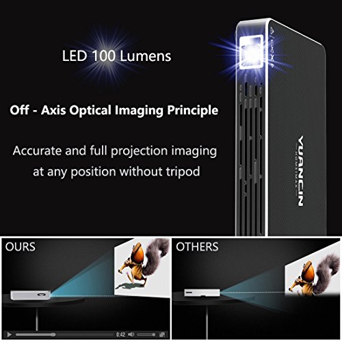 YUANCIN LED Mini Android Wireless Portable DLP Projector - Features with HDMI Input and 2.4G/5.8G Dual Wifi,for Home Cinema Theater Entertainment Games and Parties (C800S Black)