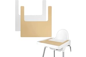 LOMGWUMY Tovaglietta per seggiolone, 2 pezzi, resistente, per seggiolone IKEA, pulita e igienica, adatta per IKEA Antilop Highchai, per bambini e neonati (cachi/bianco)