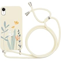 Yoedge Cover per iPhone 15 Pro Max 6,7 con cordino di collare, morbida custodia in silicone con motivo astetico con cordino regolabile, protezione antiurto per iPhone 15 Pro Max, fiore