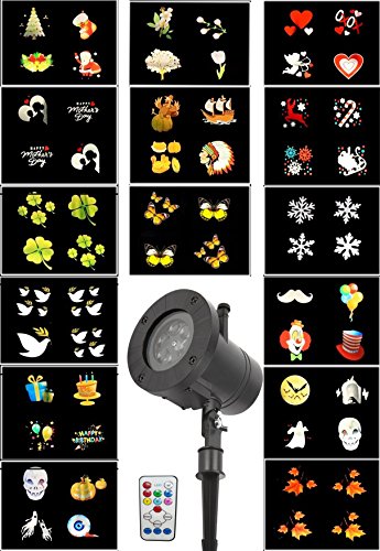 Preisvergleich Produktbild Wasserdicht IP65 LED Lichteffekt Projektorleucht LED Gartenbeleuchtung Projektionslampe Lichteffekte LED Projektor Gartenleuchte Spotlicht 15 Musters / 3 Speed für Party Grburtstag Garten