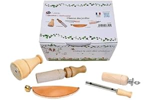 Fuzeau – Coffret 5 Appeaux Manuels - Bois Naturel Buis et Hêtre Vernis Alimentaire – Sons d’Oiseaux Authentiques Poule d’Eau, Grive, Moineau, Rossignol, Canard – Dès 4 Ans - Ref.78321