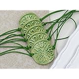 6er Set Keramik Serviettenringe Serviettenhalter Grün