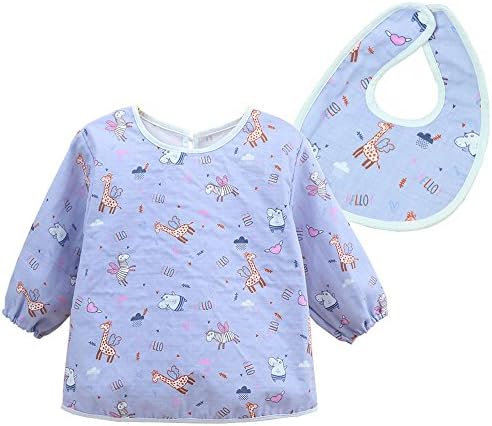 Babylaza Kids Waterproof Sleeved Feeding Bibs Long Sleeve Art Apron Smock Bib,6 Months + (Pegasus)