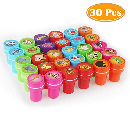 annhao Tampons Enfants, 30 pcs Tampons Animaux, 10 Animaux Ferme + 10 Animaux Sauvages + 10 Vie Marine. Habituellement utilisé pour Les Cadeaux ou Les Jeux Parent-Enfant.
