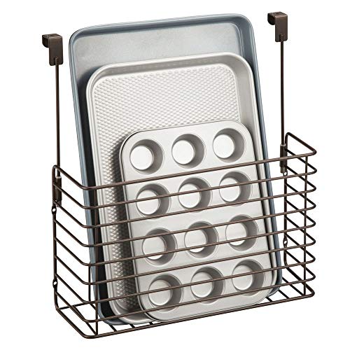 mDesign étagère à suspendre - petite étagère pratique pour placard de cuisine - accessoire de rangement pour planche à découper, livres de cuisine, etc. - couleur bronze