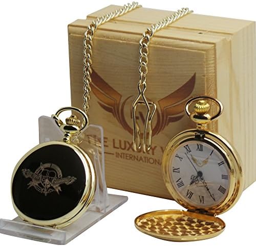 TLVTom Petty Gold Pocket Watch 24kt Gold Coated Luxury Gift in Wooden Box Case and The Heartbreakers