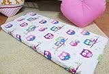 LHE Baby COT patterned fitted sheet size 120x60 & 140x70 100% cotton (120cm x 60cm, 05-PINK OWLS)