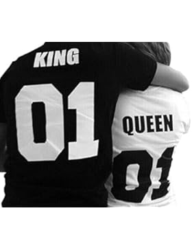 Partner Look Pärchen T-Shirt Set King Queen für Pärchen als Geschenk