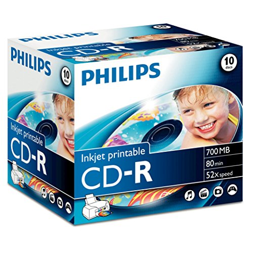 Philips CD-R Rohlinge 80Min 700MB 52x bedruckbar 10er Pack Jewel Case