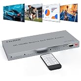4x4 Splitter HDMI 2.0 Matrix with Audio Extractor 4K@60Hz HDR 18Gbps HDMI 2.0 Matrix Switcher Splitter 4 in 4 out Support HDC