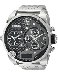 Diesel Mr. Daddy Multi Movement DZ7221 - Reloj analógico - digital de cuarzo para hombre, correa de acero inoxidable color plateado (cronómetro)