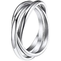 ZhouWei 2 Anelli Antistress Regolabili In Acciaio Inox Con Perle Girevoli, Per Donne E Ragazze, Design Aperto Elegante E Rilassante